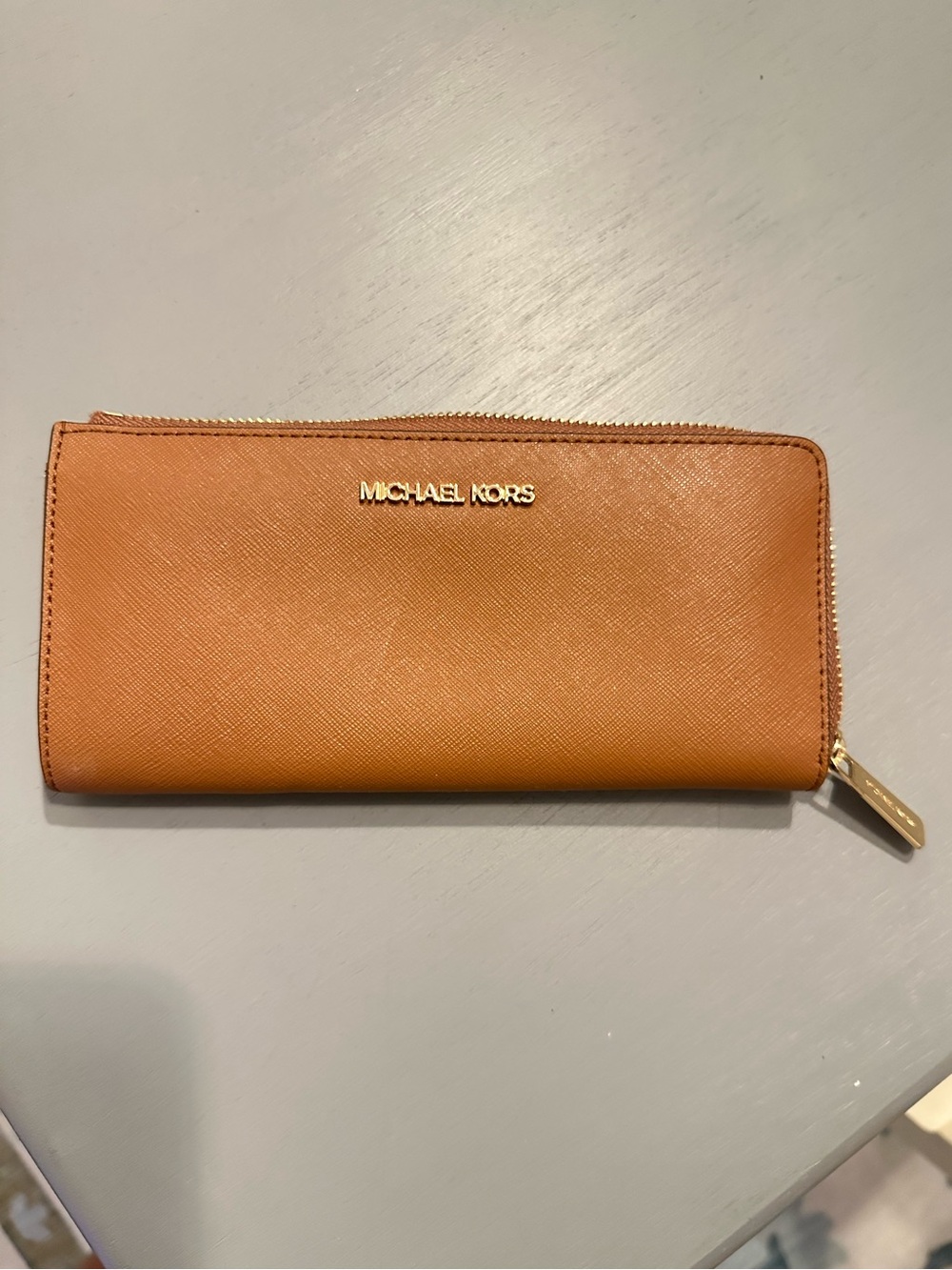 Michael Kors Jet Set Travel Saffiano Leather Continental Zip Around Wallet Brown